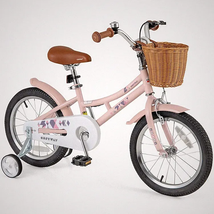16'' Retro Kids Bike Bicycle w/ Adjustable Height Seat & Storage Basket 4-8 Year