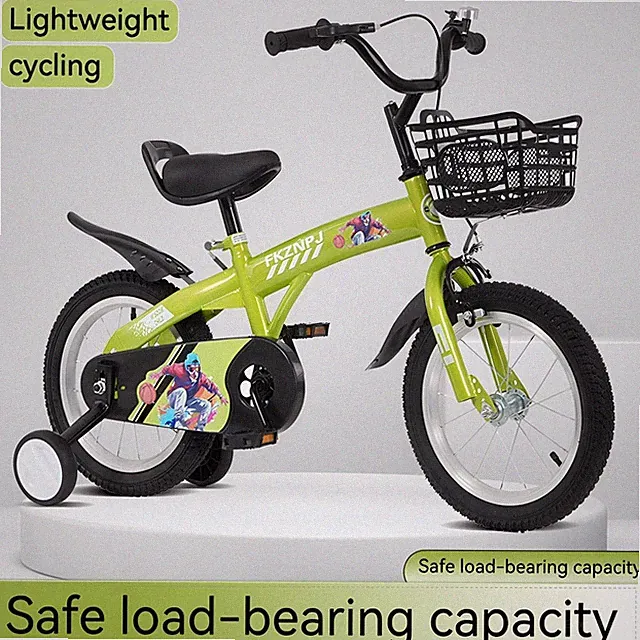 16" Sporty Kids Bike with Training Wheels and Basket for Childs Aged 4-7 Years