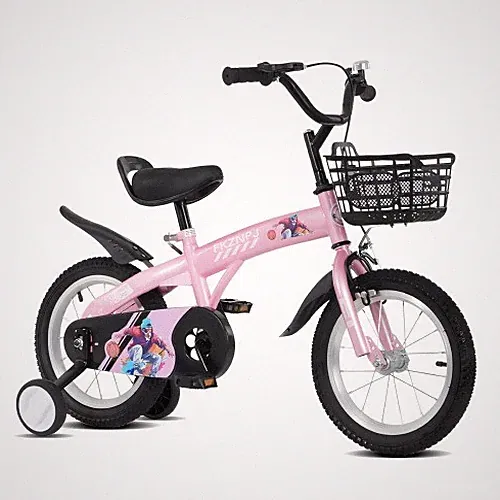 18" Kids Bike Boys Girls w/ Training Wheels Adjustable Durable Steel Frame Pink