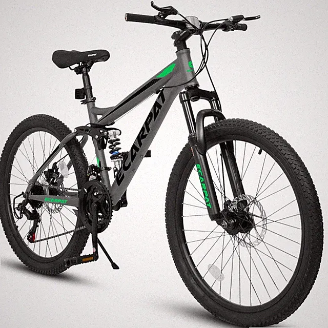 26-Inch Mountain Bike,21 Speed Full Suspension Adult Trail Commuter Bike, Grey