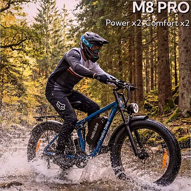 5000W 26" Electric Bike for Adults 45MPH AWD 52V 25Ah 2xMotor Off-Road Blue Gray
