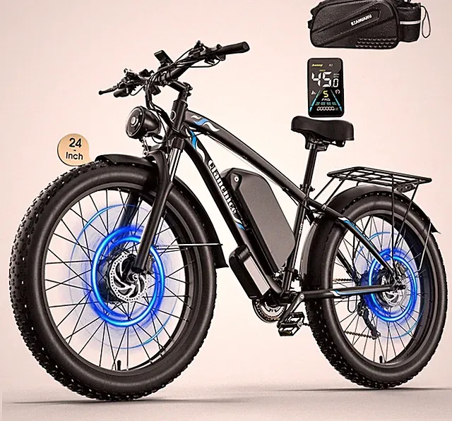6000W Electric Mountain Bike 24'' Dual Motor 52V Fat Tire Ebike 40-45MPH Adult