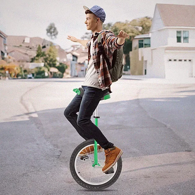 Adjustable Exercise Unicycle Outdoor Unicycle One Wheel Bike 143.3-165.35lbs