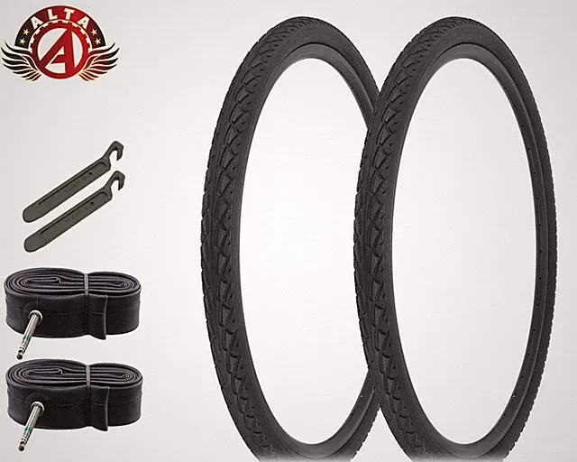 ALTA 700 x 45c WIDE – Black Wire Bead GRIP Urban Hybrid Tires w/60mm Tubes (6pc)