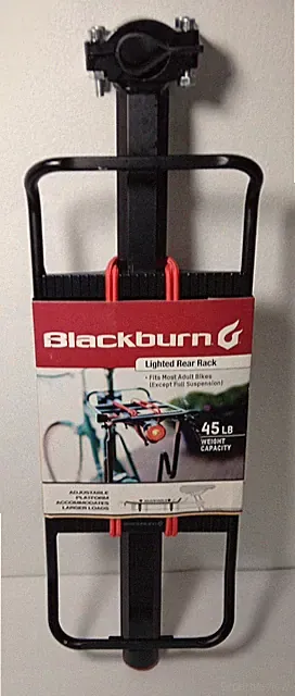 Bike Rear Lighted Rack, 45LB Capacity, New