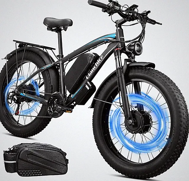Dual Motor Peak 5000W Electric Bike, 45MPH 100 Miles, 52V 36AH Long Range Ebike