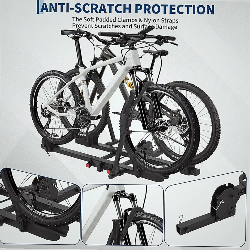 Fat Tire Hitch Bike Rack 200 LBS, Foldable 2 E-Bike Rack w/ 2" Receiver Tiltable