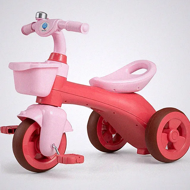 Kids Trike w/Limited Steering, Ergonomic Seat, Front & Rear Storage Baskets