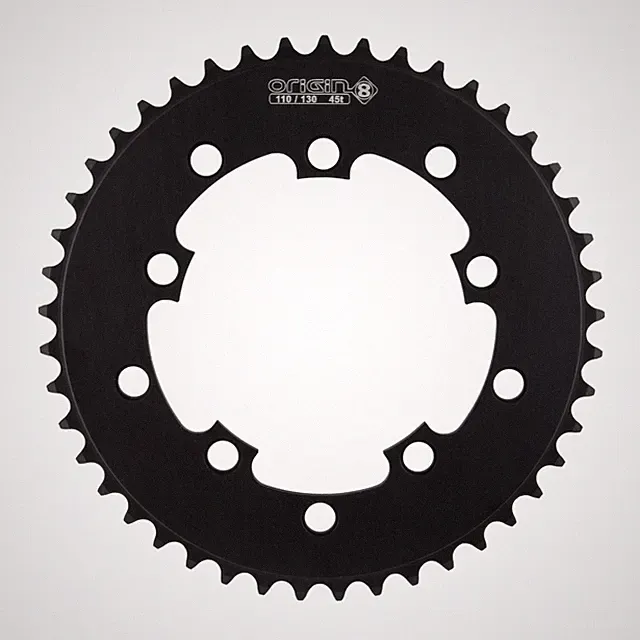 Origin8 45T Aluminum Single Speed Chainring 6061 -T6 CNC'd black 110/130 BCD