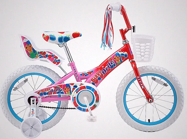 Titan Girl's Berry Brite BMX Bike, Pink, 16-Inch with training wheels