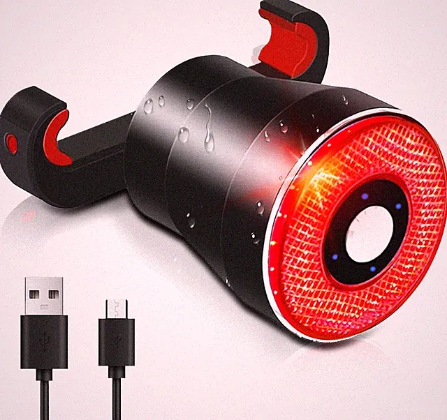 USB Rechargeable Bike Tail Light with Turn Signals & Remote, Waterproof Alarm